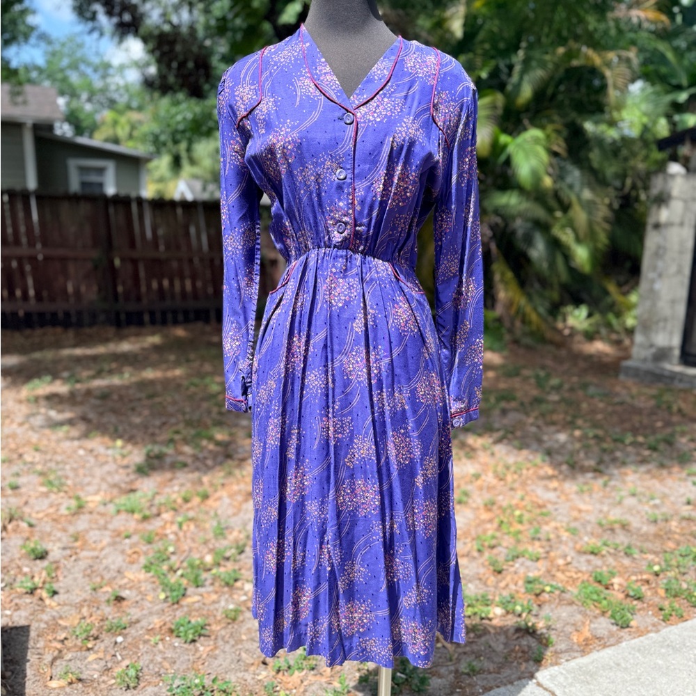 Vintage 80s does 40s abstract western style midi dress